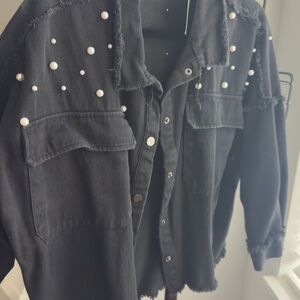 Black Pearl-Embellished Women's Jacket